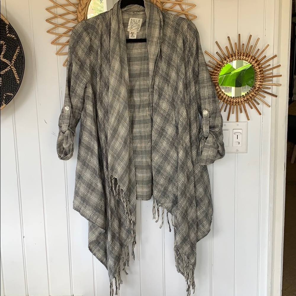 Billabong black and white fringed cardi